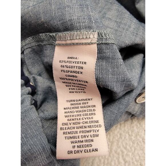 Nanette Lepore Pants Womens XL Wide Leg Culottes Gaucho Chambray Elastic Waist - Picture 7 of 10